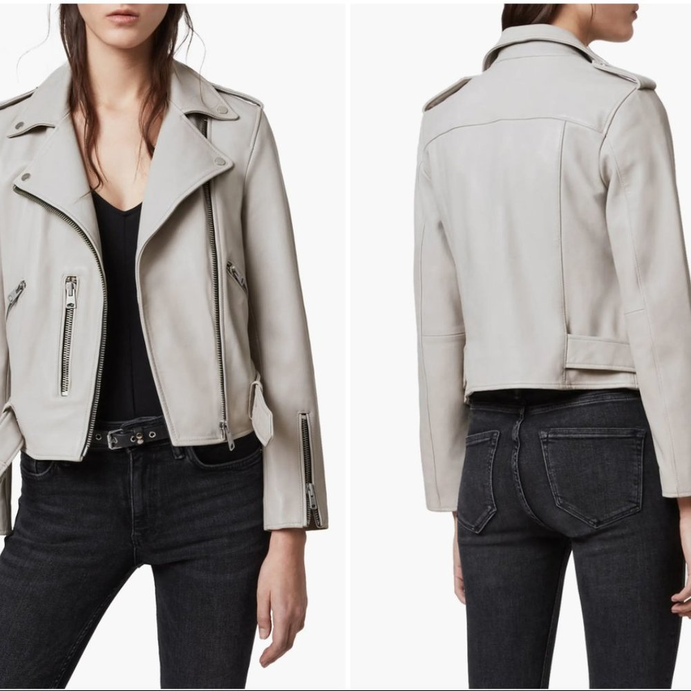 All Saints Women's Leather Jacket in Cream